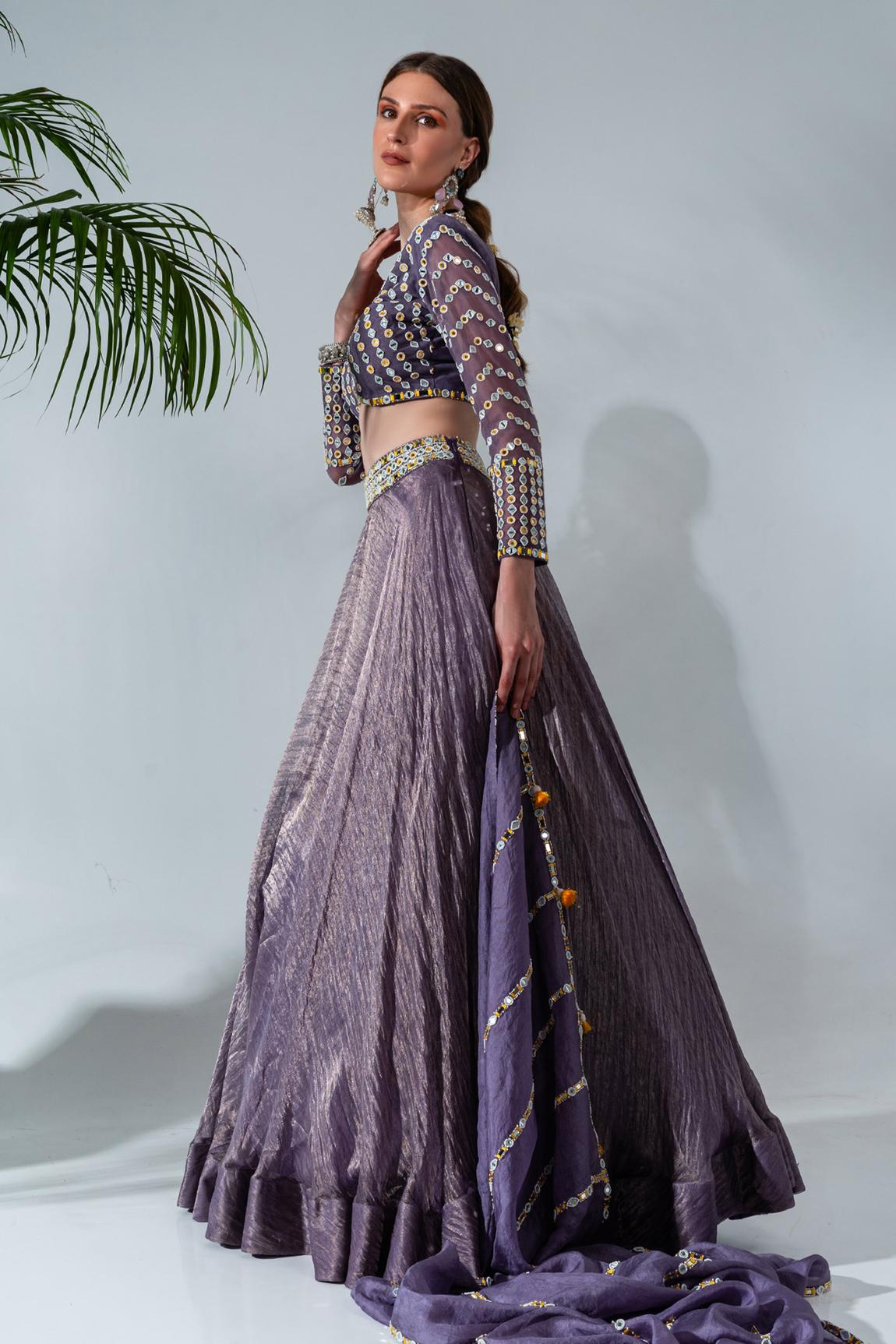 Amrutam Fab Women's Pista Color Tissue & Imported Fabric Embroidered Work  Lehenga Choli : Amazon.in: Fashion