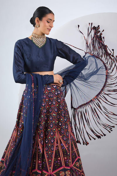 Navy blue lehenga set