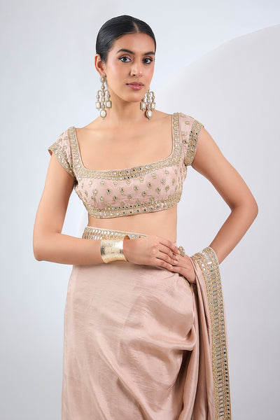Blush pink saree set