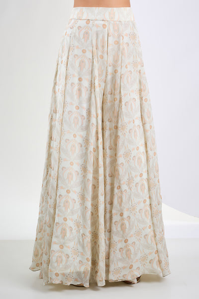 Printed chinon chiffon ivory sharara set with chinon Dupatta