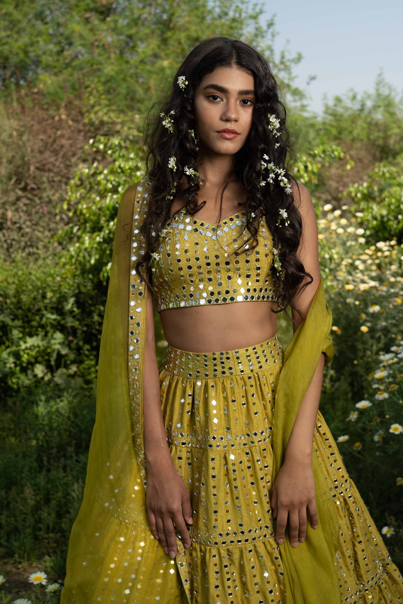 Yellow Silk Lehenga Set