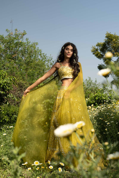 Yellow Silk Lehenga Set