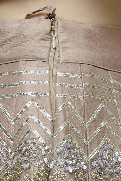 Beige Silk Embroidered Lehenga Set