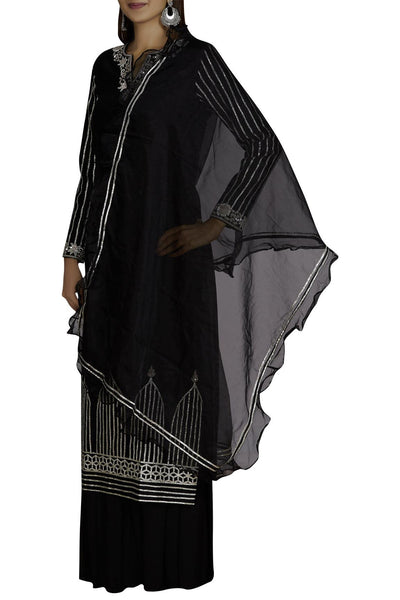 Black Chanderi Kurta Palazzo Set