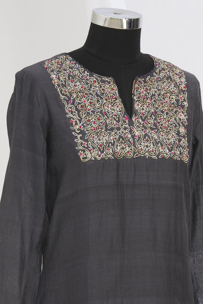 Black Embroidered Kurta Set