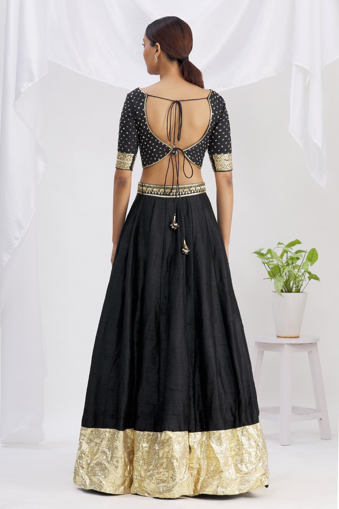 Fabron Black Sequins Embellished Raw Silk Lehenga for Women at Rs 3300 |  सिल्क लहंगा in Surat | ID: 12832370133