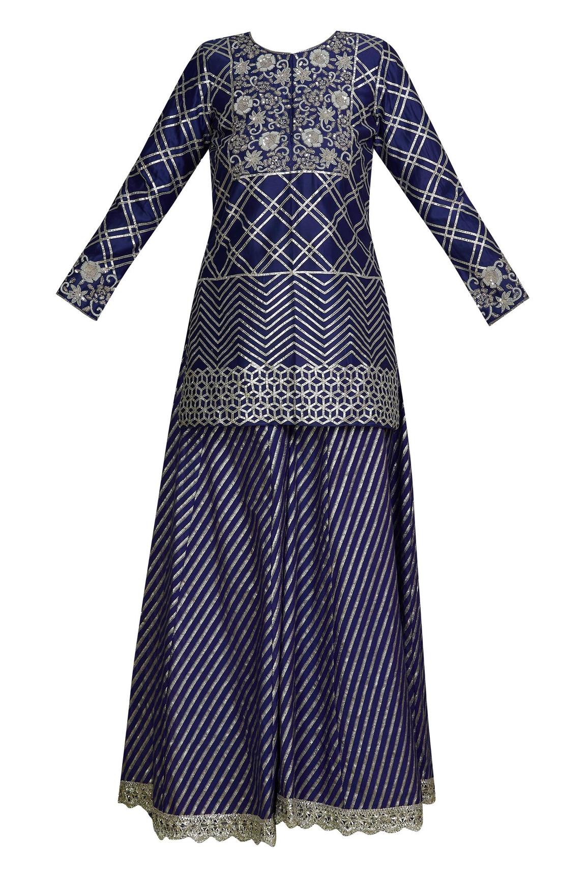 Blue Chanderi Kurta Palazzo Set