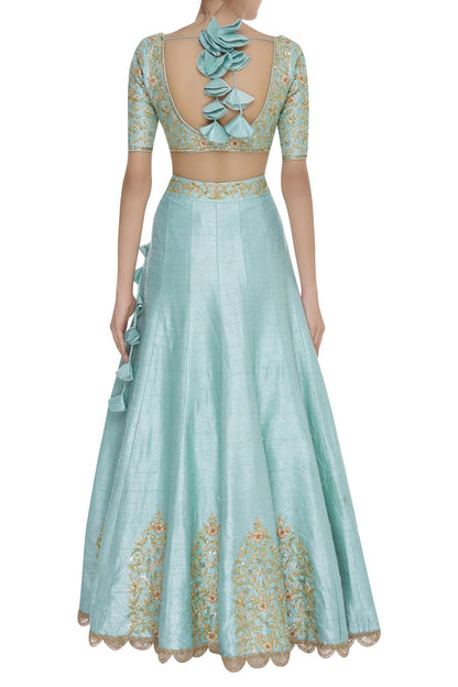 Blue Gota And Sequin Embellished Lehenga Set