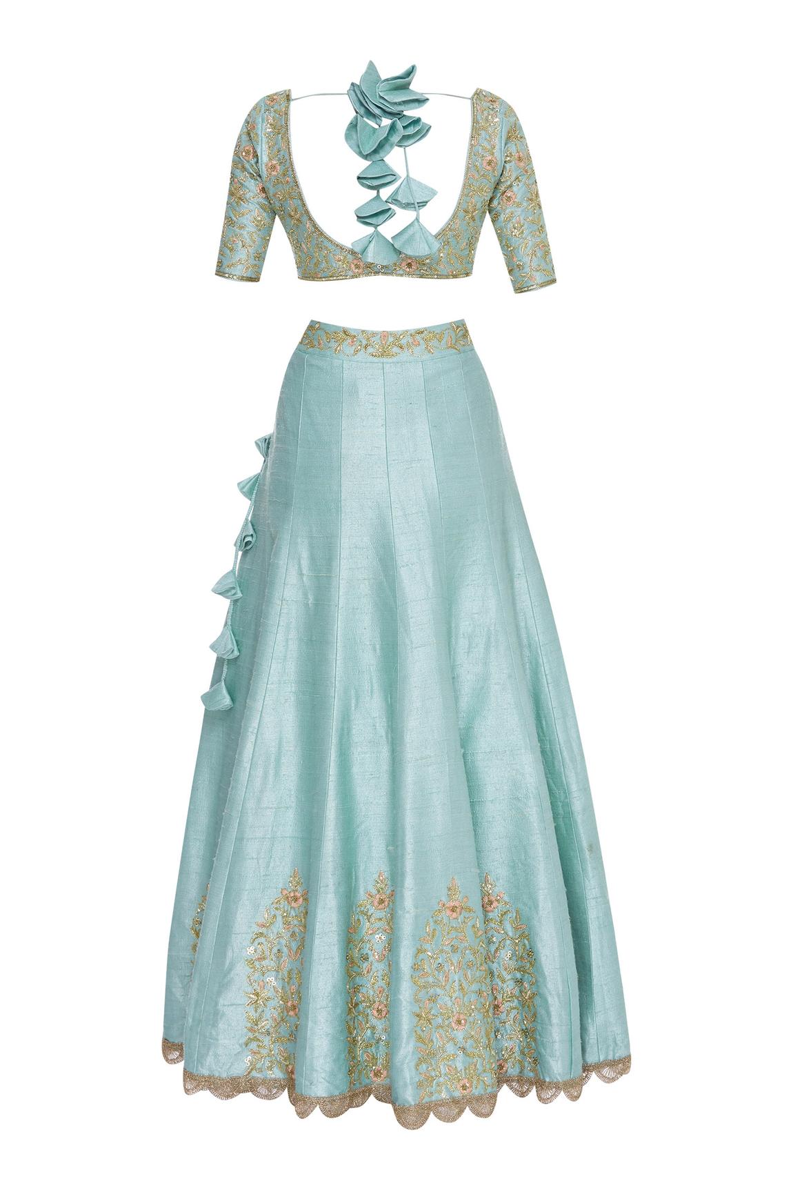 Blue Gota And Sequin Embellished Lehenga Set