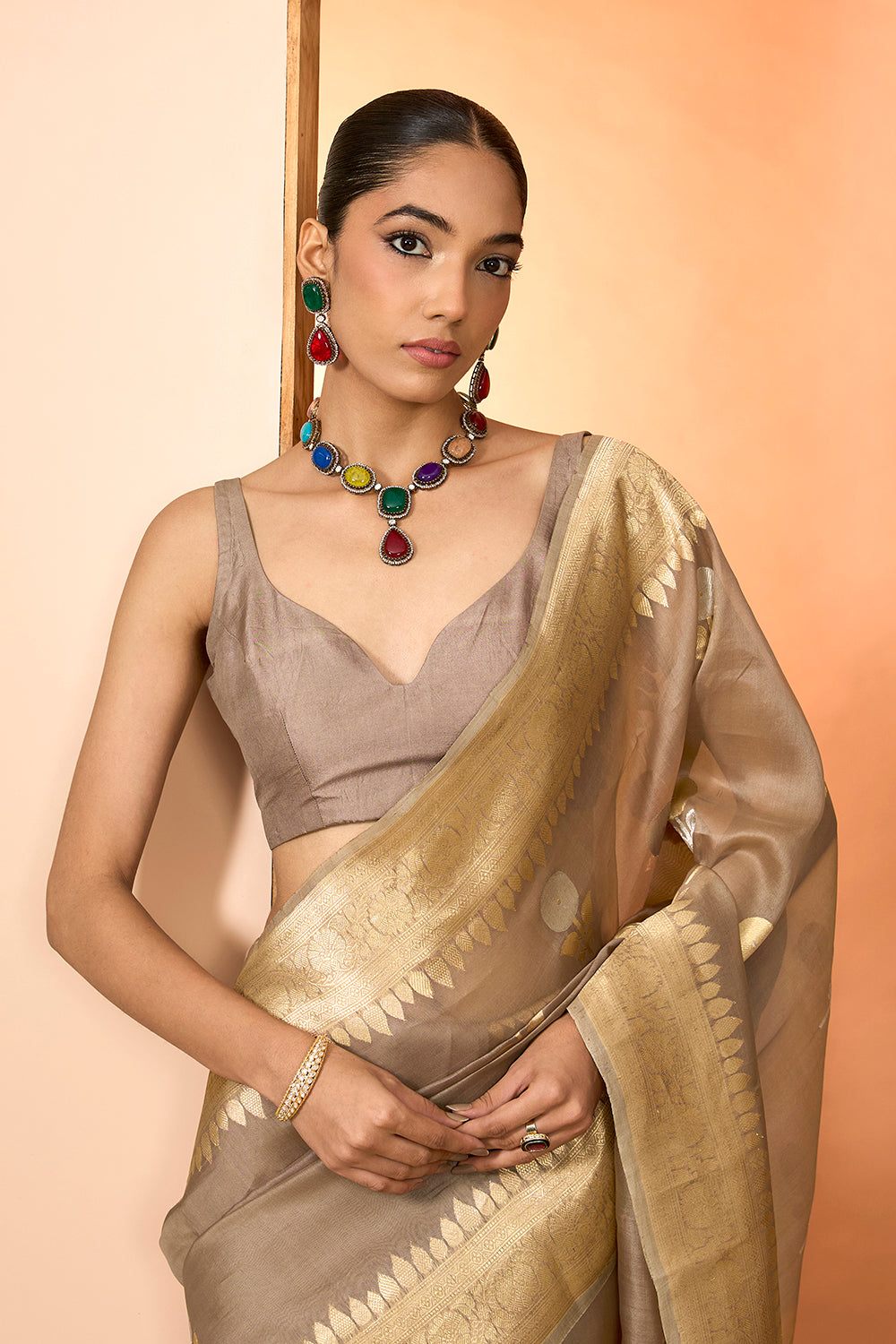 Brown Saree Set