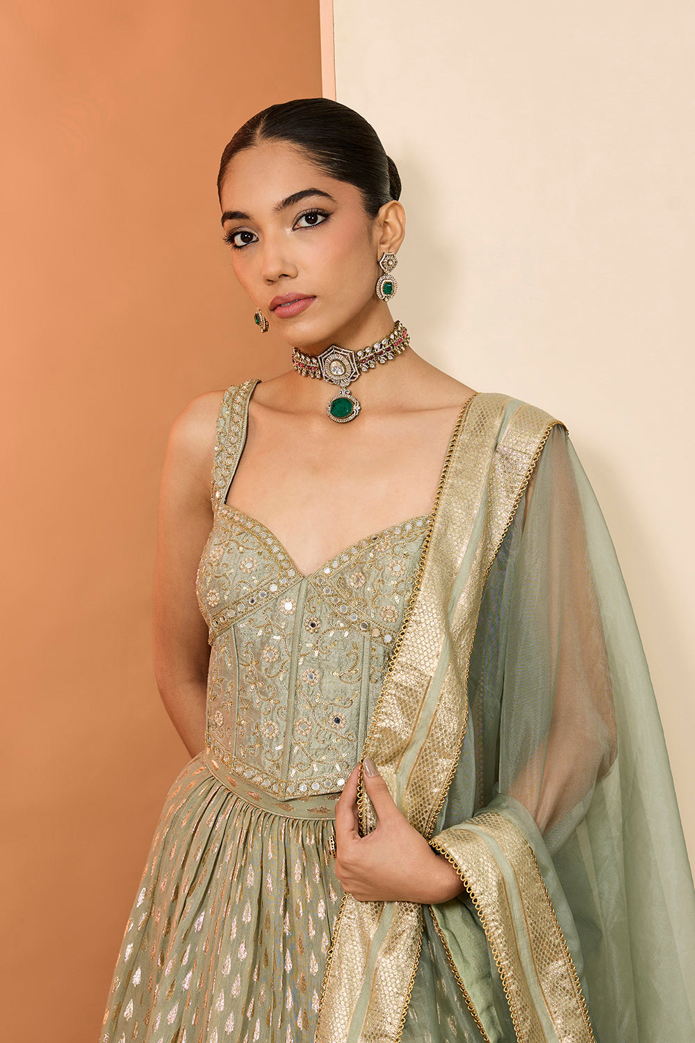 Green  Lehenga Set