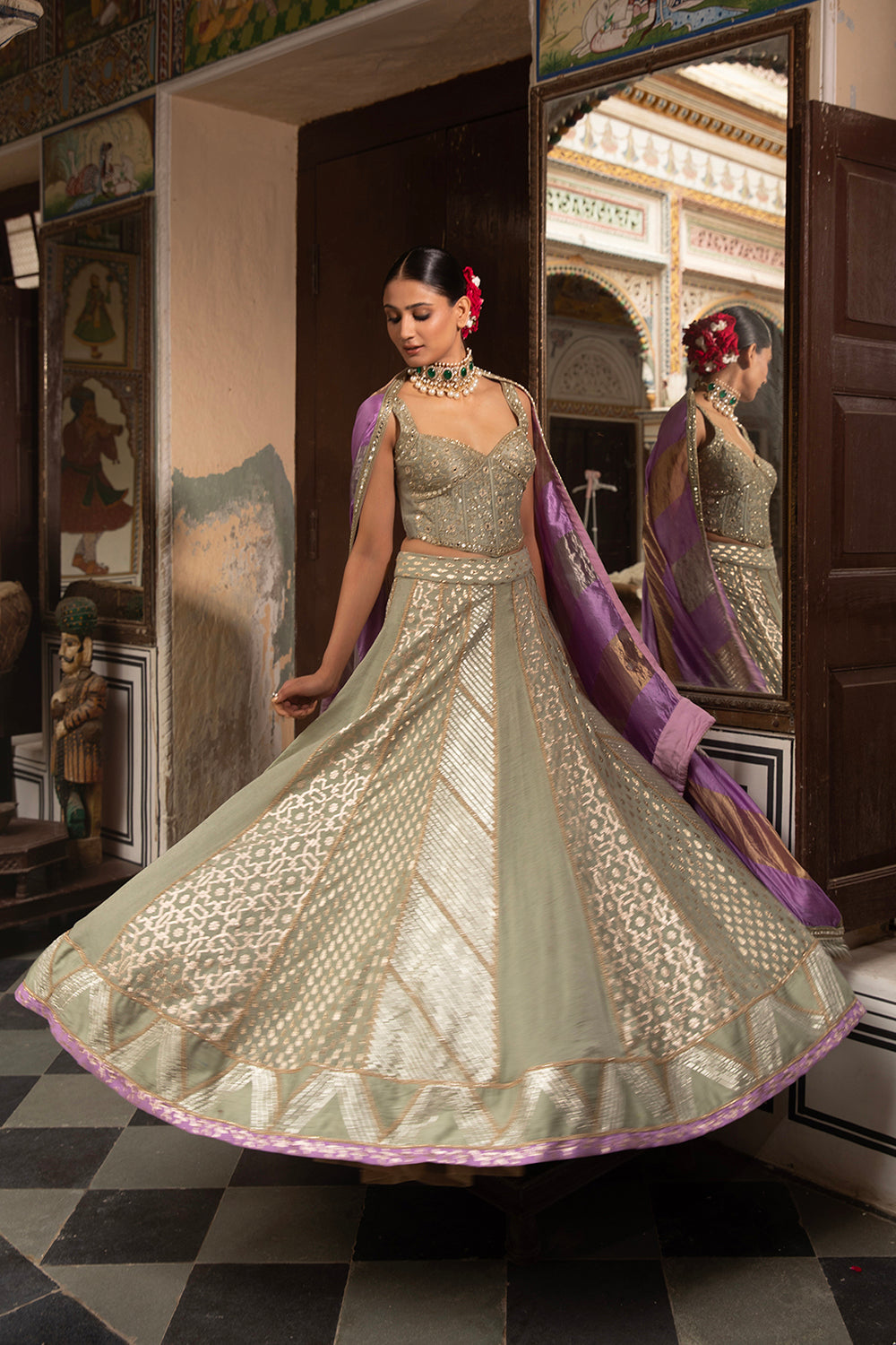 Green Lehenga Set
