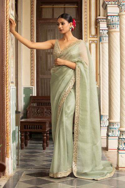 Green Organza Saree