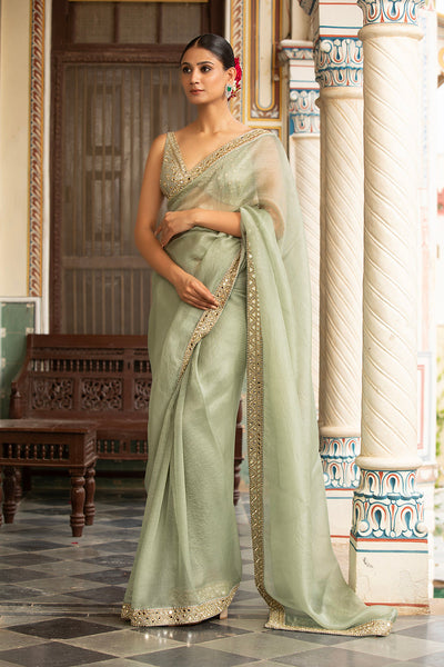 Green Organza Saree