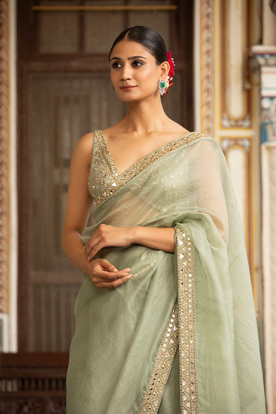 Green Organza Saree