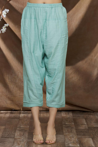 Green Cotton Silk Kurta And Pant Set