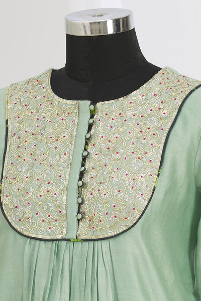 Green Embroidered Kurta Set