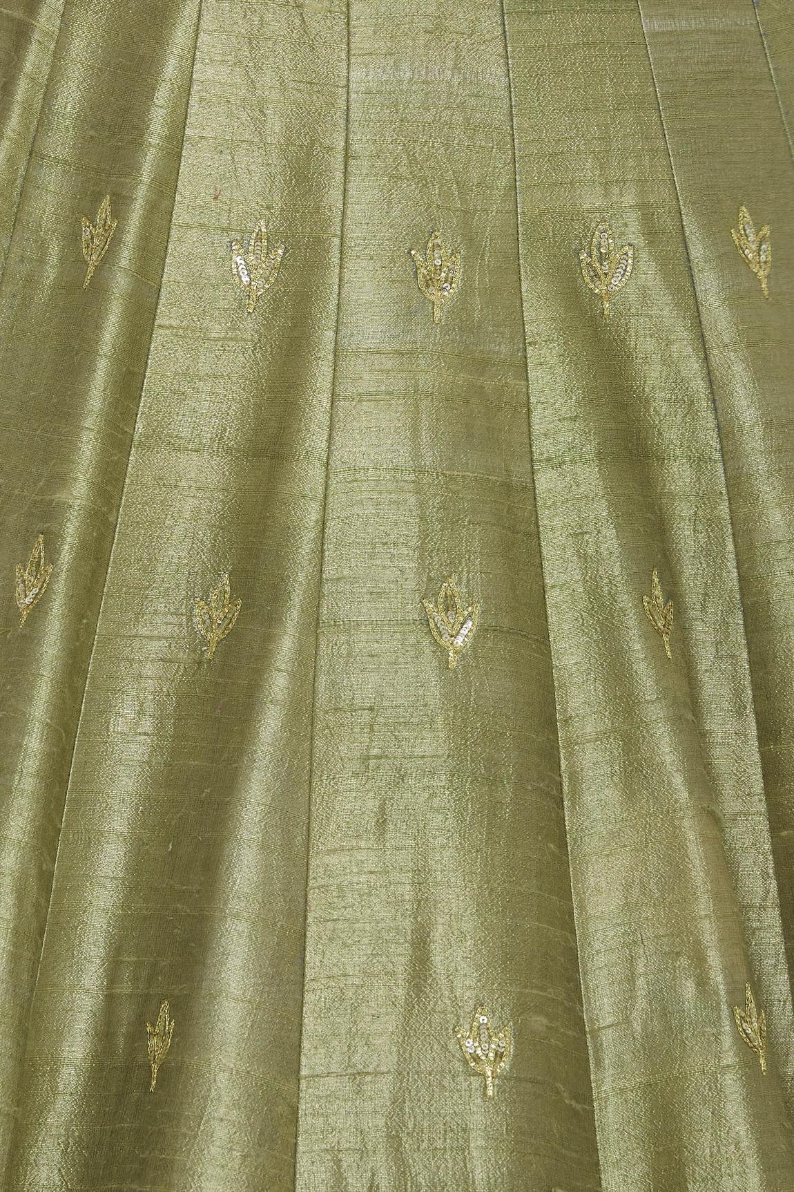 Green Sequin And Dabka Embroidered Lehenga Set