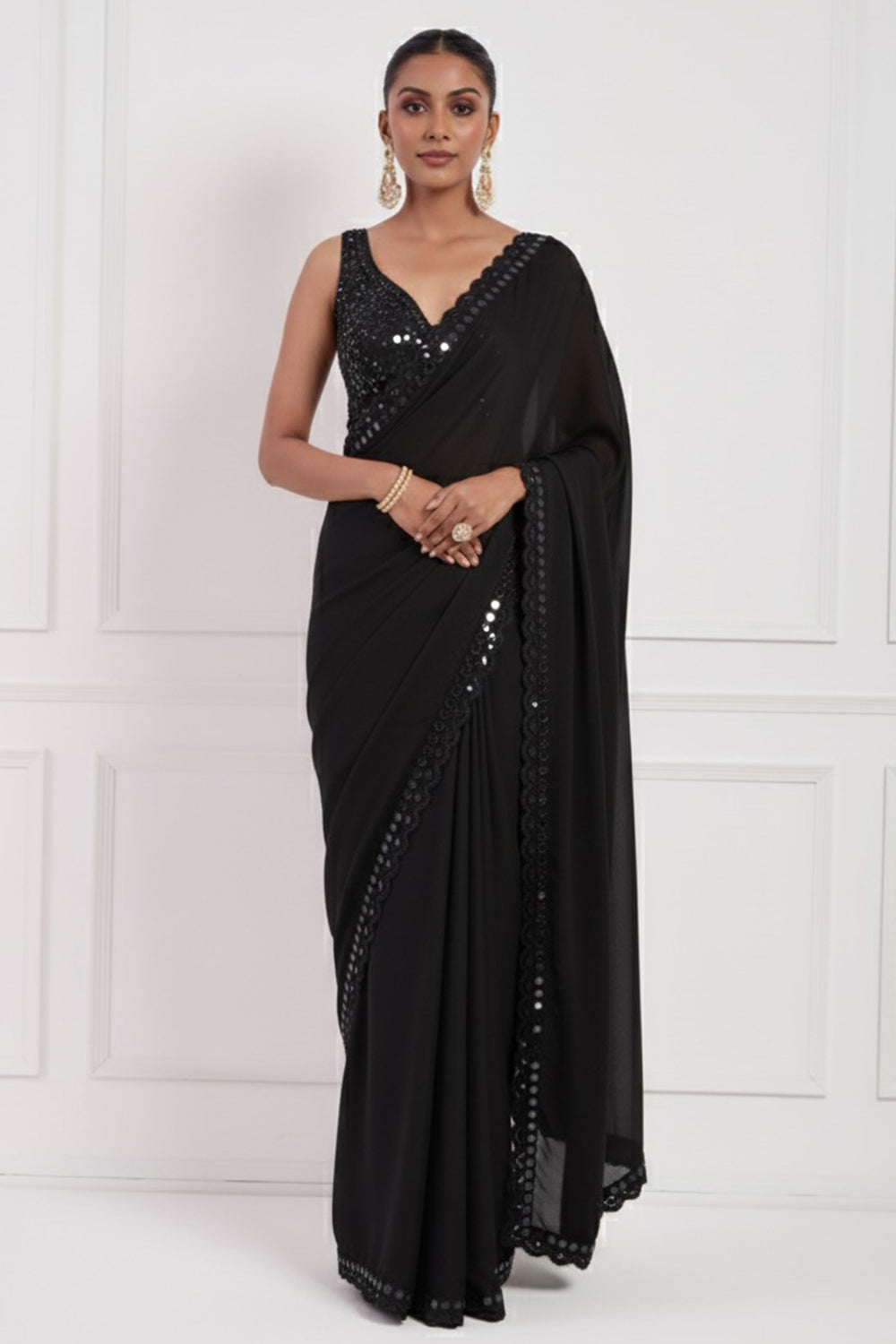 Black Saree Set