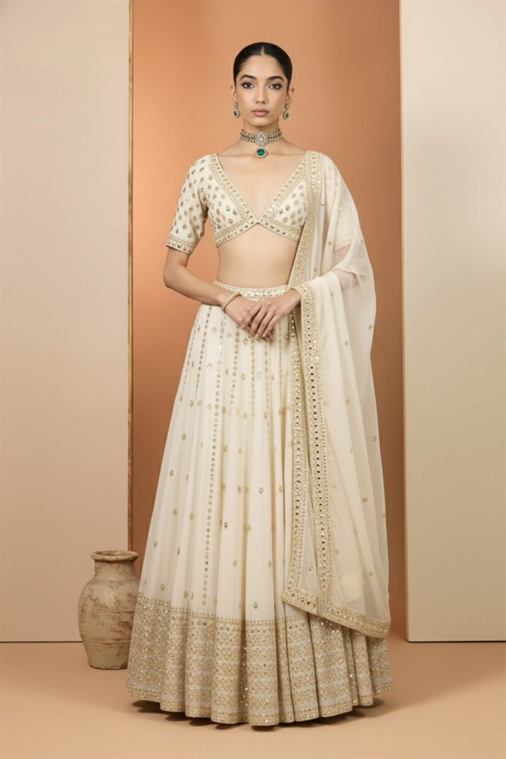 Ivory Lehenga Set