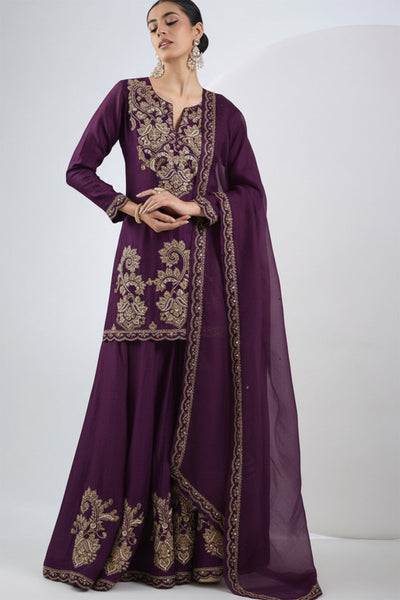 Purple Sharara Set