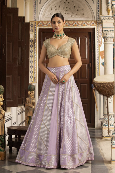 Lilac and Mint Green Lehenga Set