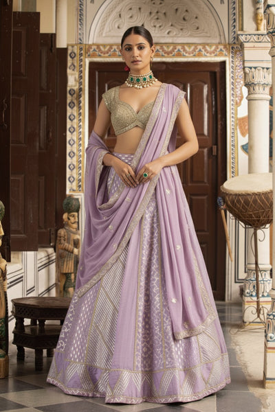 Lilac and Mint Green Lehenga Set