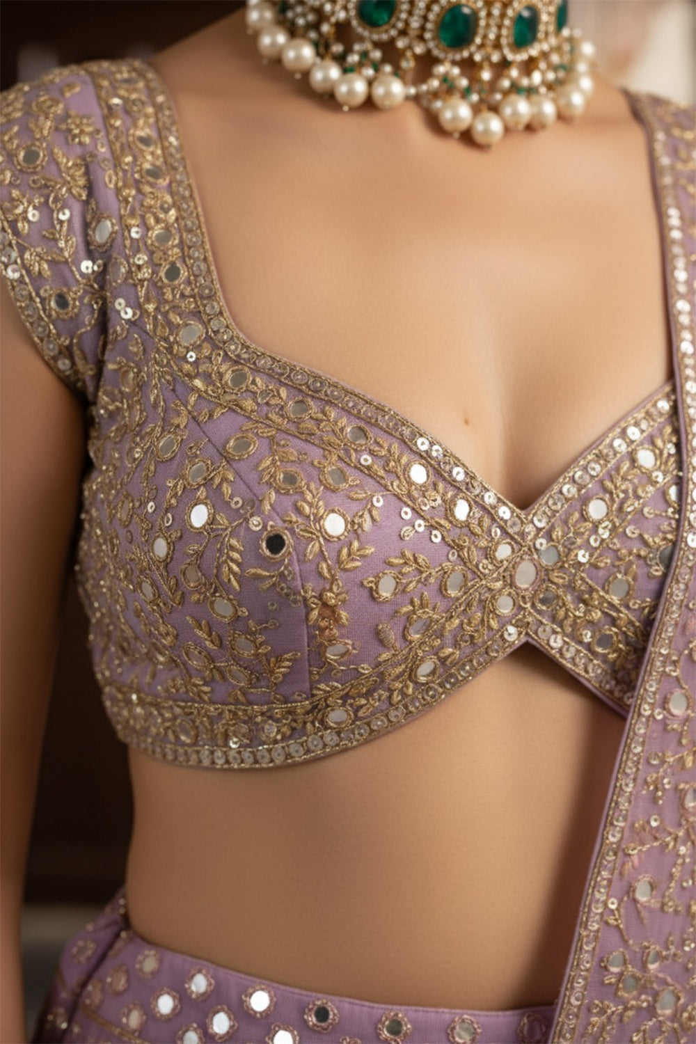 Lilac and Mint Green Lehenga Set