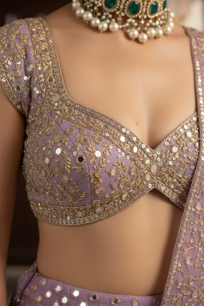 Lilac and Mint Green Lehenga Set