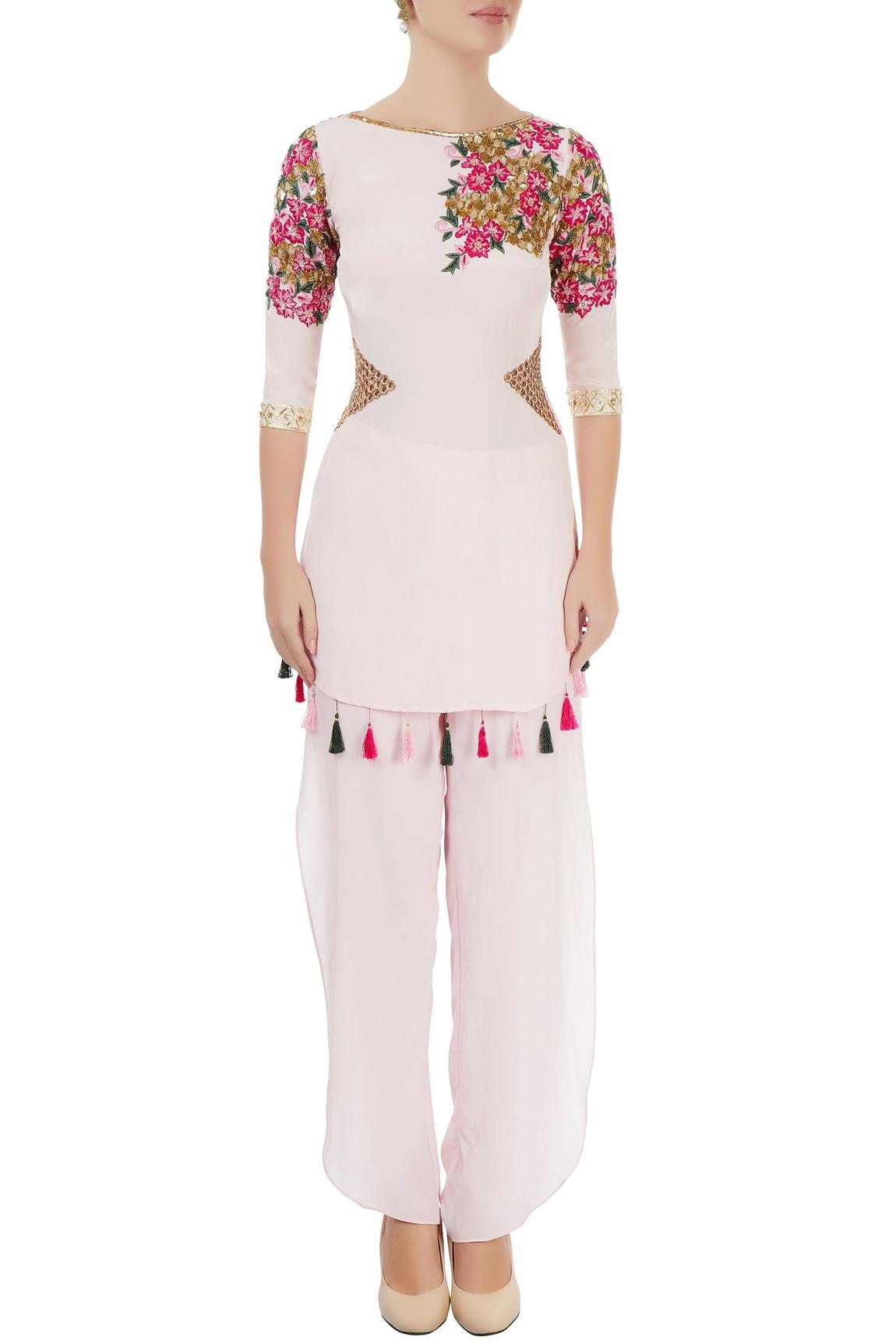 Light Pink Embroidered Pant Set