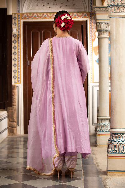 Lilac Kurta Set With Churidar And Dupatta
