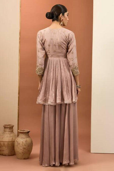 Pink Viscose Chiffon Sharara Set