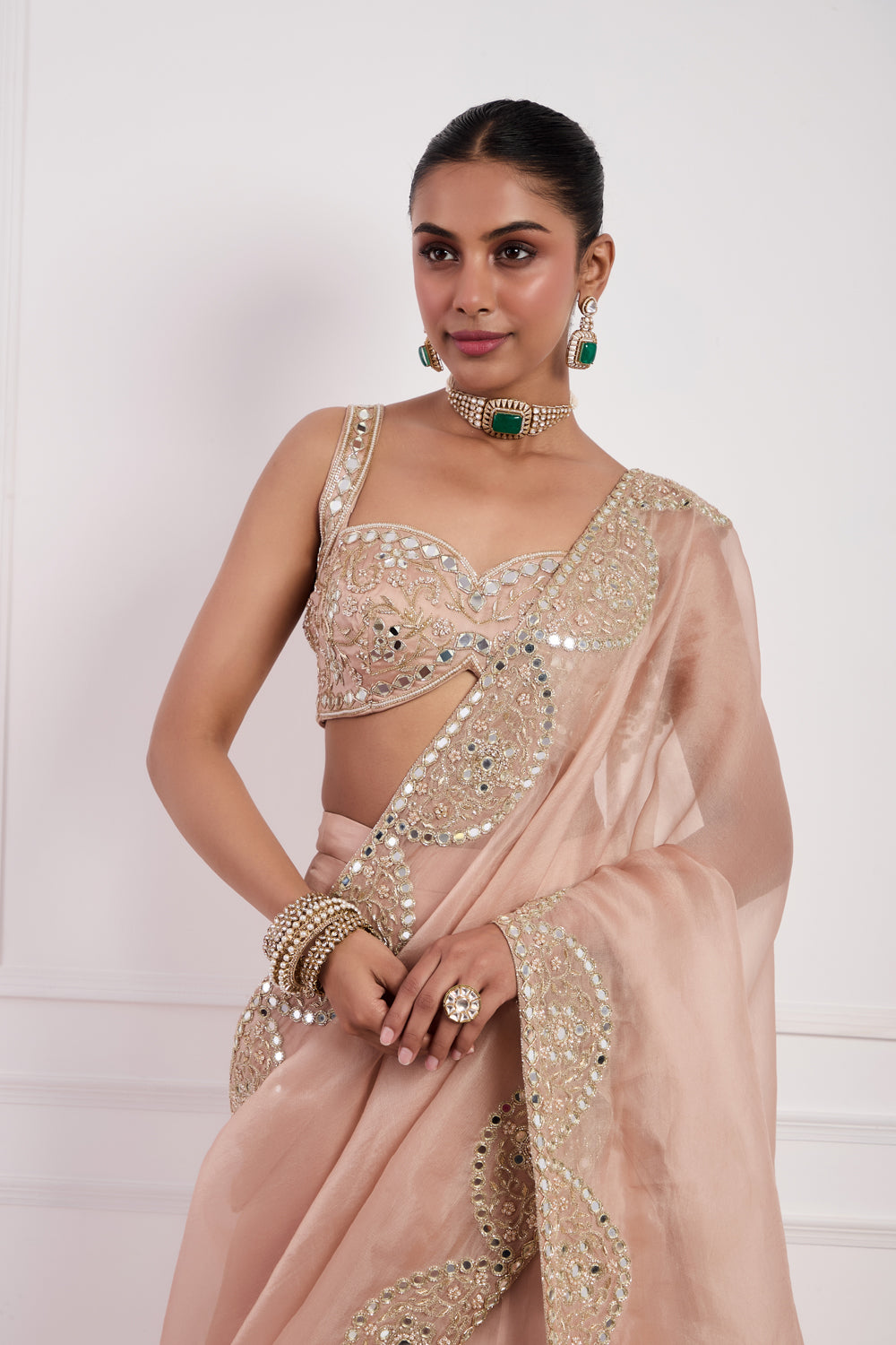 Blush Pink Fish Cut Lehenga Set