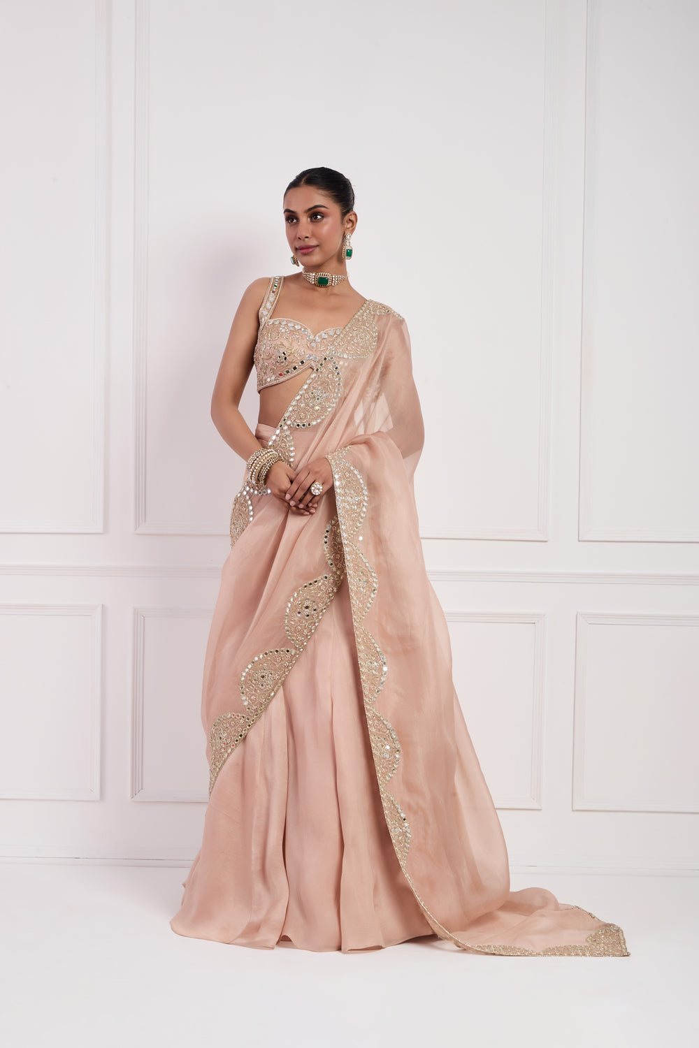 Blush Pink Fish Cut Lehenga Set