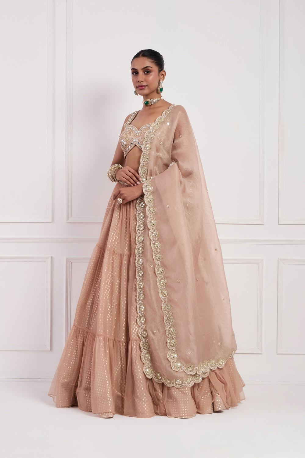 Blush Pink Tier Lehenga Set