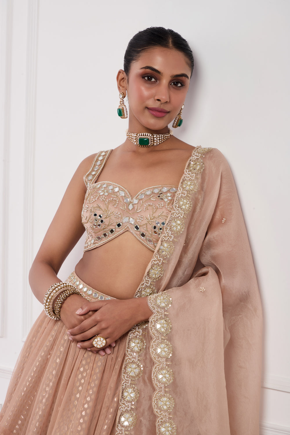 Blush Pink Tier Lehenga Set