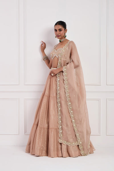 Blush Pink Tier Lehenga Set