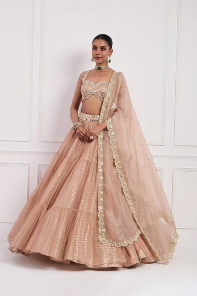 Blush Pink Tier Lehenga Set