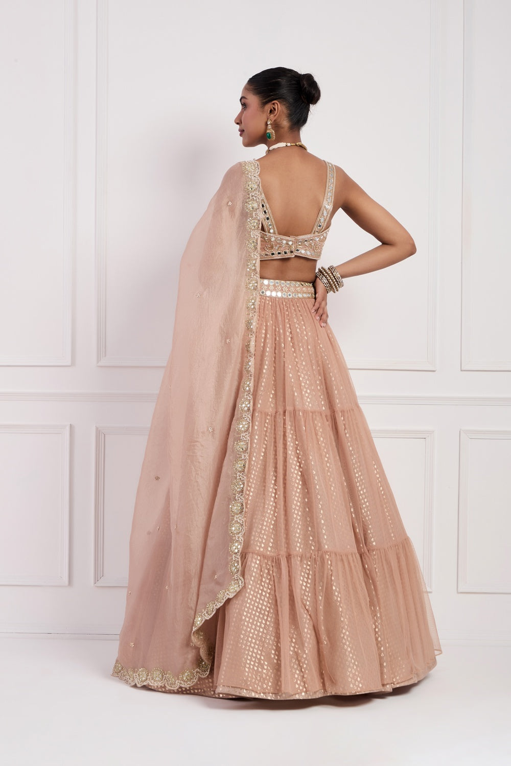 Blush Pink Tier Lehenga Set