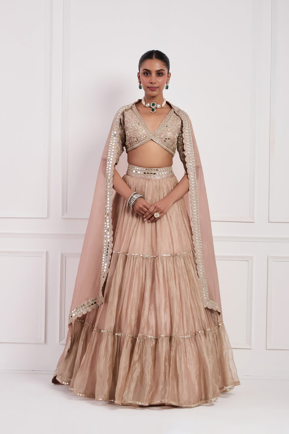 Blush Pink Tissue Lehenga Set