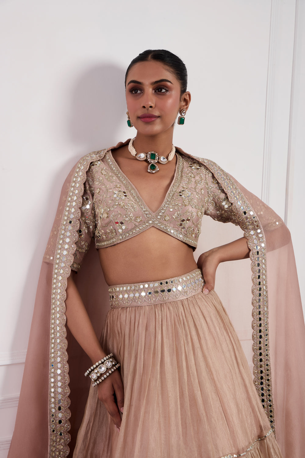 Blush Pink Tissue Lehenga Set