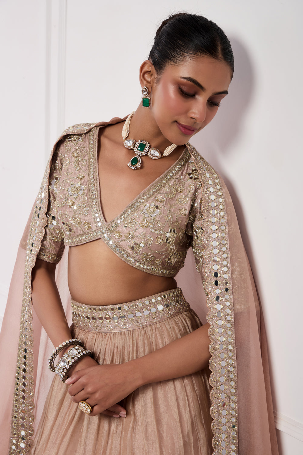 Blush Pink Tissue Lehenga Set