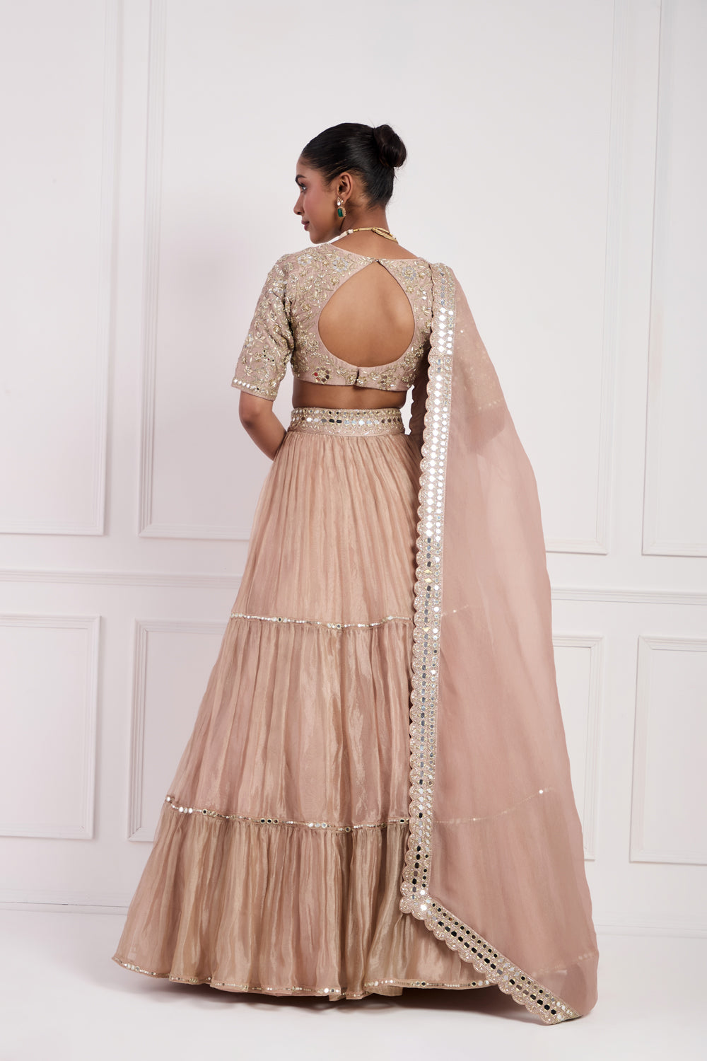 Blush Pink Tissue Lehenga Set