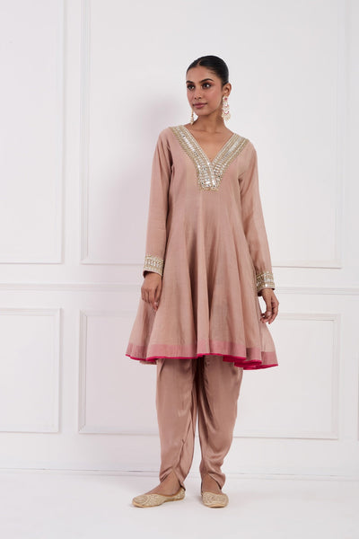 Blush Pink Chanderi Anarkali Set