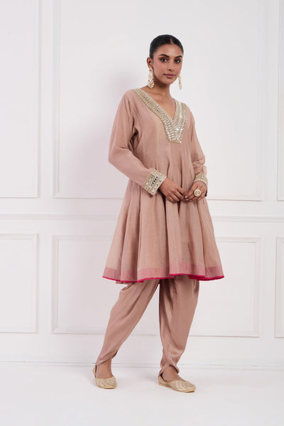 Blush Pink Chanderi Anarkali Set