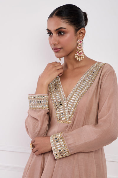 Blush Pink Chanderi Anarkali Set