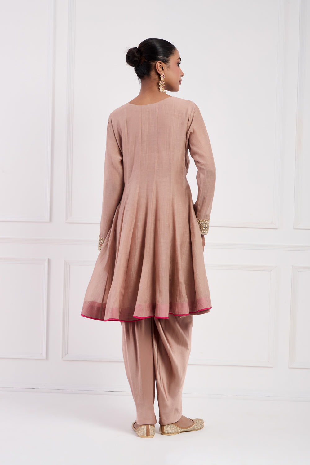 Blush Pink Chanderi Anarkali Set