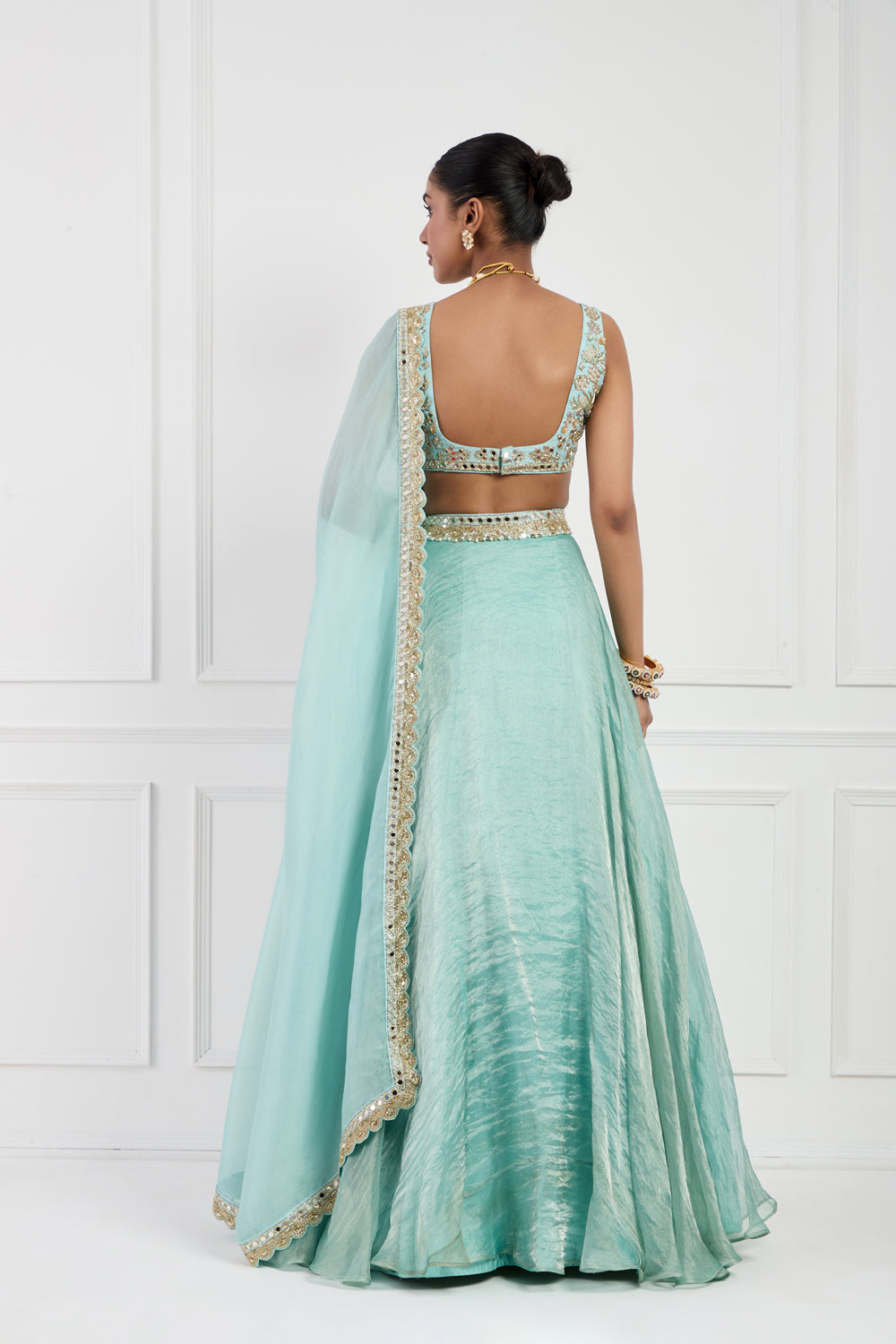 Sky Blue Tissue Silk Lehenga