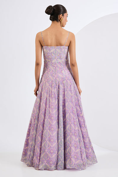 Printed Chinon Chiffon Ivory Lehenga Set with Viscose Chinon  Dupatta