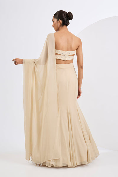 A Fish Cut Lehenga Set  Emellished Tube Top